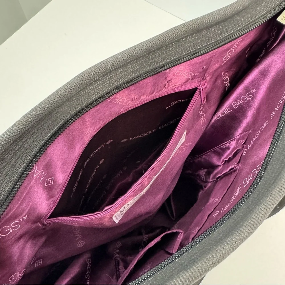 Maggie Bags Recycled Woven Seatbelt Shoulder‎ Bag Black/Deep Plum